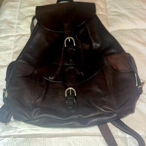 Dark Brown leather backpack by London Fog in excellent condition and ready to go